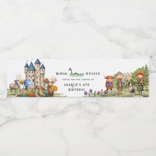 Schots thema verjaardagsfeestje waterfles etiket (Enkel label)