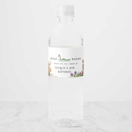 Schots thema verjaardagsfeestje waterfles etiket (Voorkant)