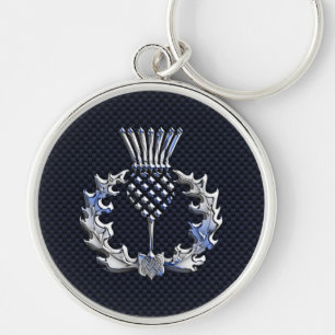 Schots Thistle in Chrome Style Sleutelhanger
