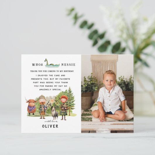 Schots verjaardagsfeestje | Foto Dank u Bedankkaart (Staand voorkant)