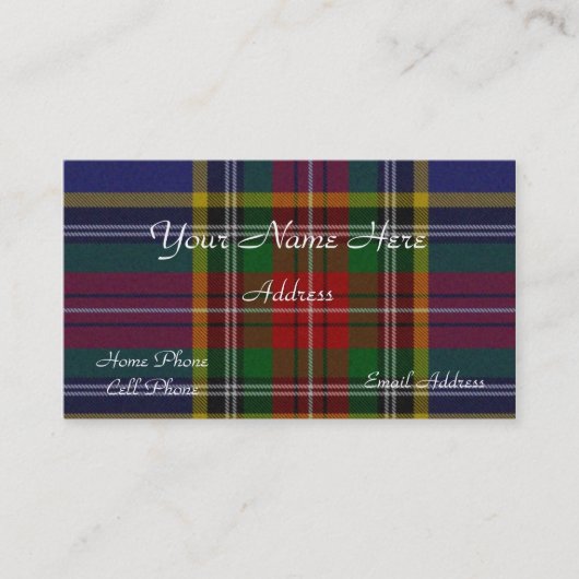 Schots Visitekaartje met tartan Pset (Voorkant)