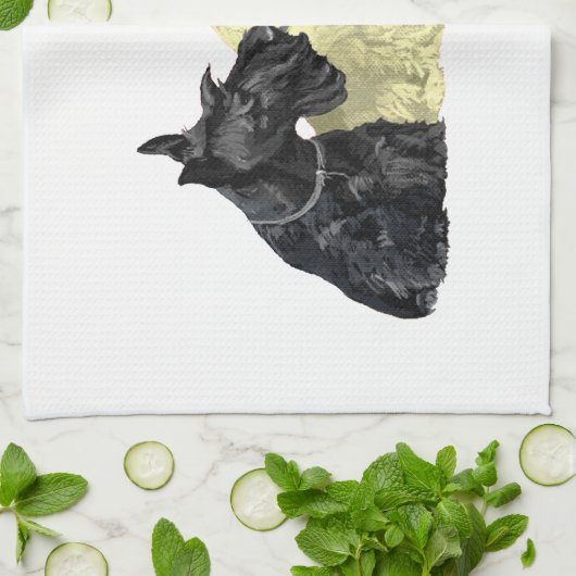 Schots voor zwarte en wieltjes theedoek (Gevouwen)