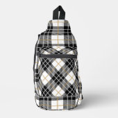 Schots wit, goud en zwart Tartan Plaid Sling Bag (Voorkant)