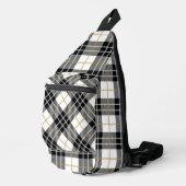 Schots wit, goud en zwart Tartan Plaid Sling Bag (Rechterhoek)