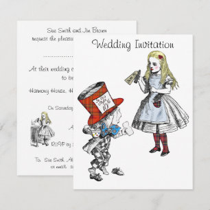 Schotse Alice in Wonderland Trouw Uitnodiging