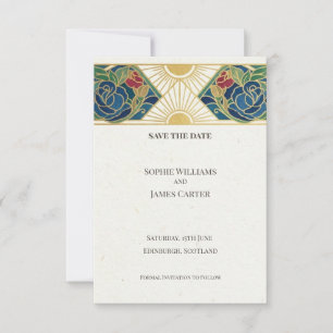 Schotse Art Deco Save the Date kaart