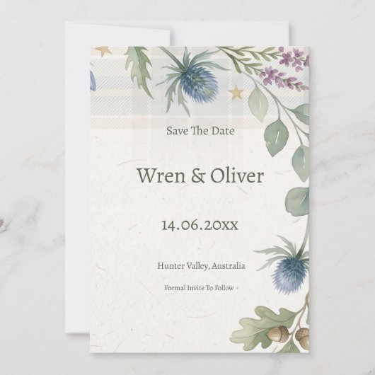 Schotse Australische Botanische Save the Date Kaar (Voorkant)