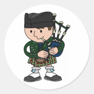Schotse bagpiper die bagpipes speelt ronde sticker