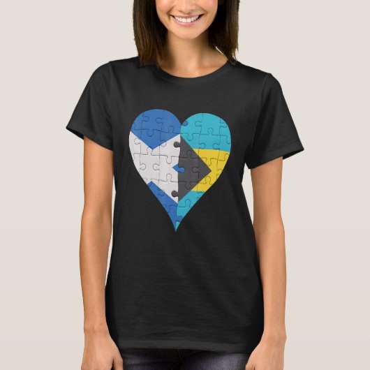 Schotse Bahamaanse vlag hart T-shirt (Voorkant)