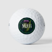 Schotse Black Watch Tartan Thistle Monogram Golfballen (Voorkant)