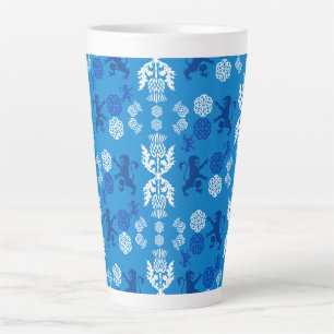 Schotse blauw en wit latte mok