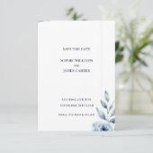 Schotse Blauwe Blad Botanische Minimale Trouwdag Save The Date (Staand voorkant)