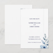 Schotse Blauwe Blad Botanische Minimale Trouwdag Save The Date (Voorkant / Achterkant)