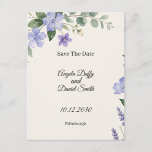 Schotse Blauwe Klokjes Distel Save The Date Ansich Briefkaart