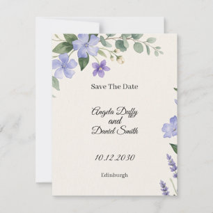 Schotse Blauwe Klokjes Distel Save The Date Kaart