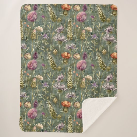 Schotse bloemen sherpa deken (Voorkant)