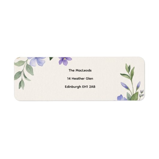 Schotse Bluebell Distel Retouradreslabel Etiket (Voorkant)