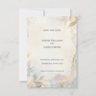 Schotse Blush Bloemen Save the Date Kaart