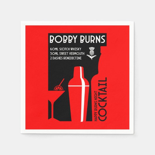 Schotse Bobby Burns Whiskey Cocktail Servet (Voorkant)