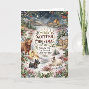 Schotse bos Kerstkaart Kaart