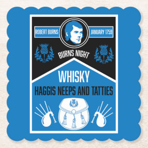 Schotse brandwonden nacht kartonnen onderzetters