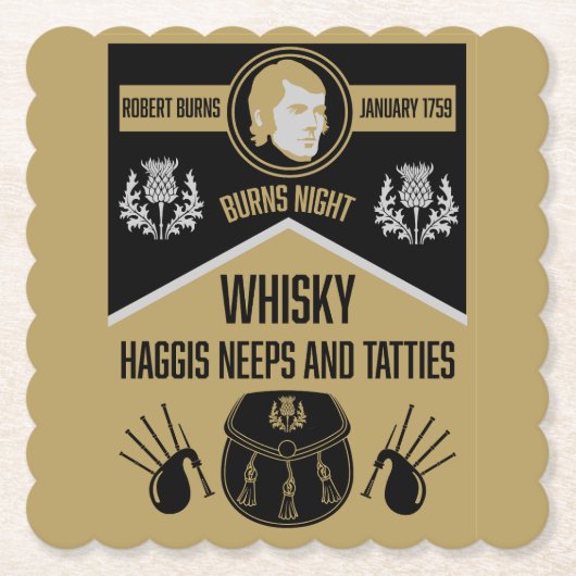 Schotse brandwonden nacht kartonnen onderzetters (Voorkant)