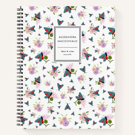 Schotse Butterfly Moth Thistle Flower Name Modern Notitieboek (Voorkant)
