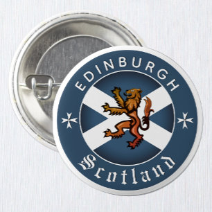 Schotse Button, Rampant, Edinburgh, Schotse vlag Ronde Button 3,2 Cm