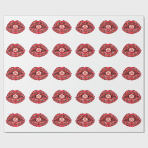 Schotse Cadeau Tartan Lippen Liefde Pop Art Cadeaupapier