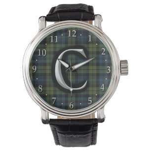 Schotse Campbell Letter C Monogram Tartan Horloge