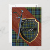 Schotse Campbell Tartan Sword & Shield Briefkaart (Voorkant / Achterkant)