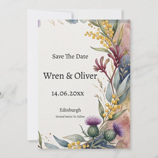 Schotse Canadese Esdoorn Distel Save the Date Kaar (Voorkant)