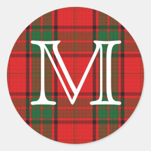 Schotse canan Maxwell tartan met monogram Ronde Sticker