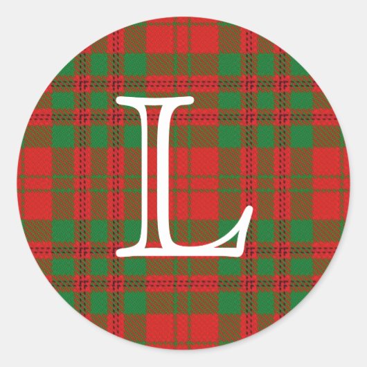Schotse canon livingstone tartan met monogram ronde sticker (Voorkant)