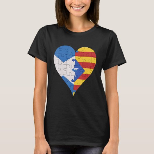 Schotse Catalaanse Vlag Hart T-shirt (Voorkant)