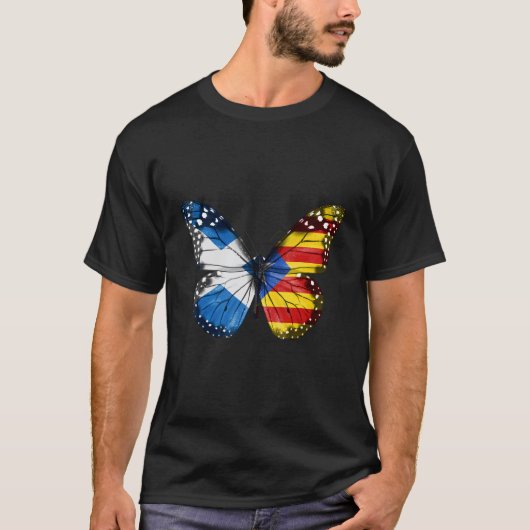 Schotse Catalaanse Vlag Vlinder T-shirt (Voorkant)