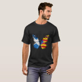 Schotse Catalaanse Vlag Vlinder T-shirt (Voorkant volledig)