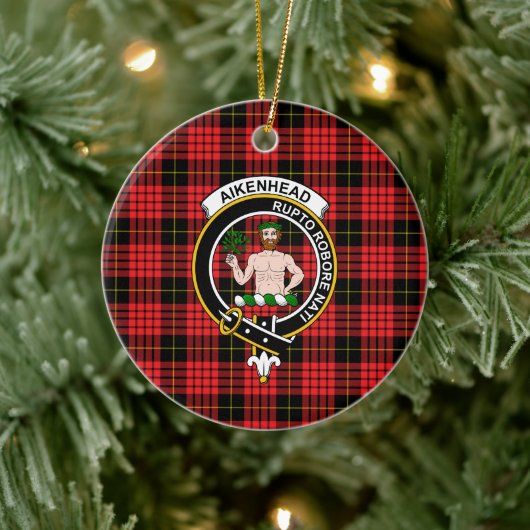 Schotse Clan Aikenhead Tartan en Wapenembleem Keramisch Ornament (Boom)