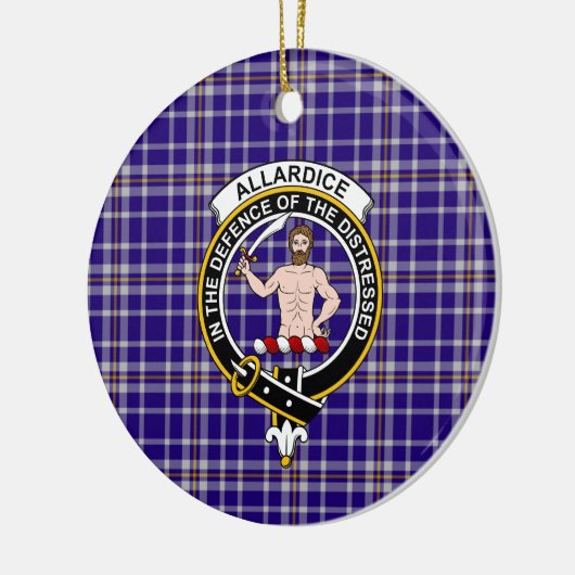 Schotse Clan Allardice Tartan en Wapenembleem Keramisch Ornament (Links)