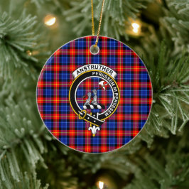 Schotse Clan Anstruther Tartan en Wapenembleem Keramisch Ornament
