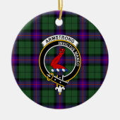 Schotse Clan Armstrong Moderne Tartan en Wapenembl Keramisch Ornament (Voorkant)