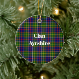Schotse Clan Ayrshire Tartan en Wapenembleem Keramisch Ornament