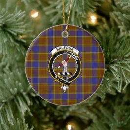 Schotse Clan Balfour Moderne Tartan en Wapenemblee Keramisch Ornament