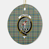 Schotse Clan Balfour Tartan en Wapenembleem Keramisch Ornament (Links)