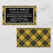 Schotse Clan Barclay Geel Zwart Tartan Plaid Visitekaartje (Voorkant / Achterkant)