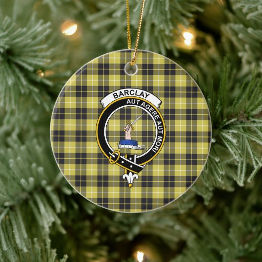 Schotse Clan Barclay Tartan en Wapenembleem Keramisch Ornament (Boom)