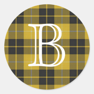 Schotse Clan Barclay Tartan met Monogram Ronde Sticker