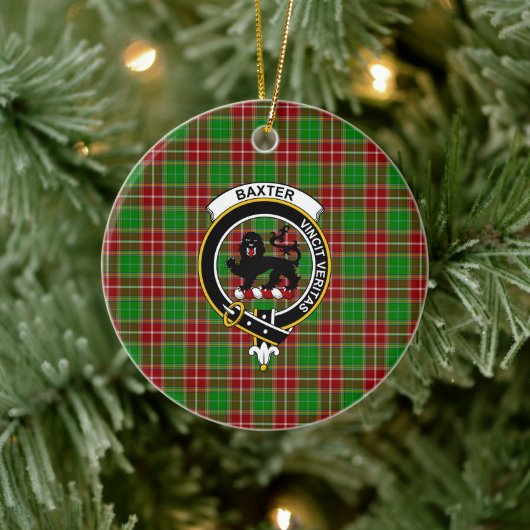 Schotse Clan Baxter Moderne Tartan en Wapenembleem Keramisch Ornament (Boom)