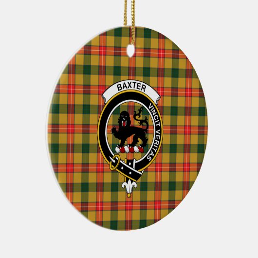 Schotse Clan Baxter Tartan en Wapenembleem Keramisch Ornament (Rechts)