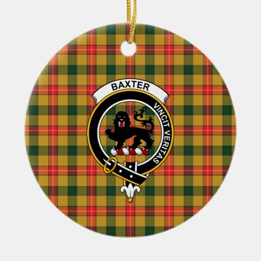 Schotse Clan Baxter Tartan en Wapenembleem Keramisch Ornament (Voorkant)